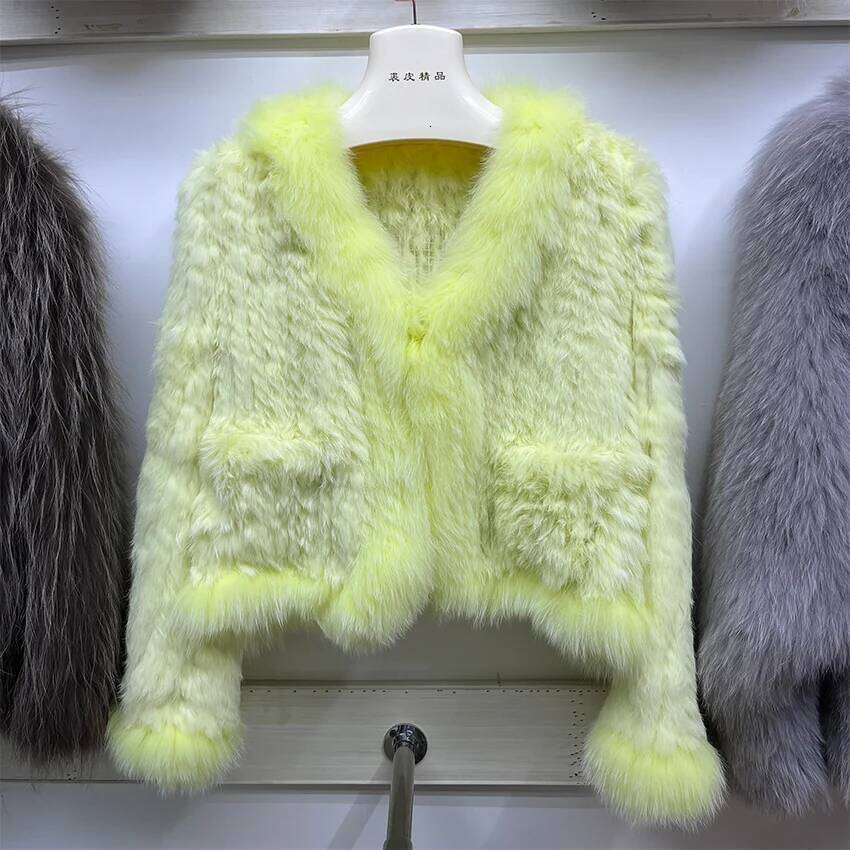 Designer Clothing 2023 Natural Rabbit Coats Knitted Women's New Real Fox Fur Jackets Woman Clothing Fashion