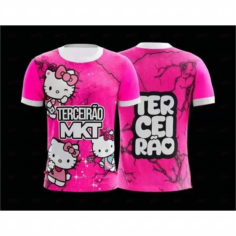 Sanrio Hello Kitty 3D Print Sport Quick Dry Breathable T-shirt Harajuku Adult Baby Soccer Jersey Parent-child Suit Boy Girl Short Sleeve w250621