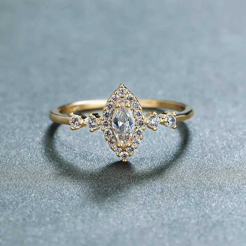 8 Exquisite Bridal Wedding Rings with Marquise Cubic Zirconia Luxury Gold Color Engagement Band Accessories Fashion Jewelry y250730