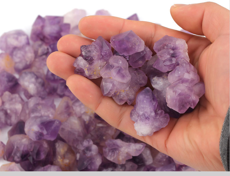 Rough Natural Amethyst Crystal Jewelry Set for Women Rhinestone Irregular Quartz Lucky Leather Bangle Rings Charm Necklace Sets