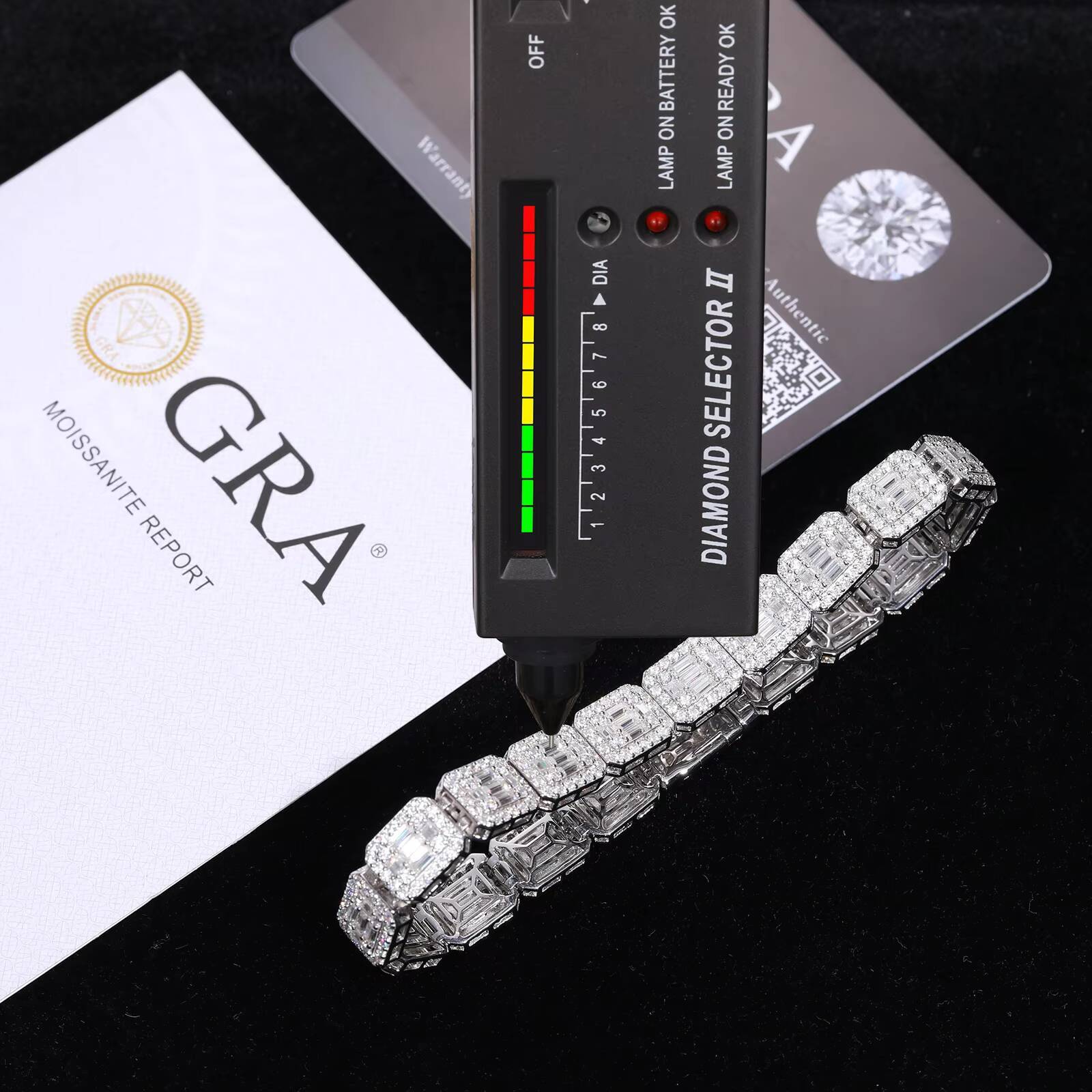 Fashion Hip Hop Jewelry 8.5mm 925 Sterling Silver VVS Baguette Moissanite Diamond Iced Out Sugar Tennis Bracelet for Men