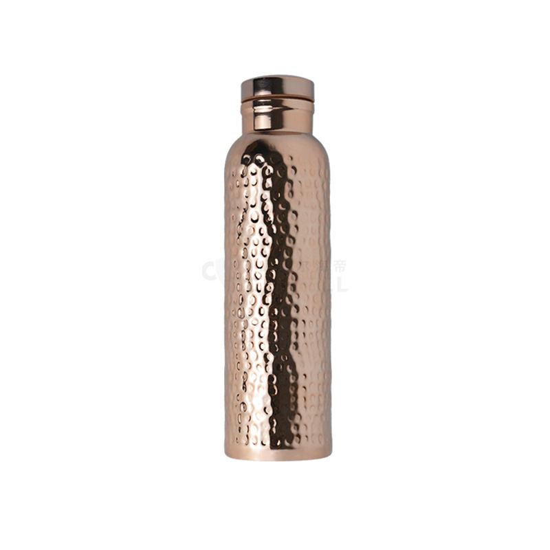 Electroplated Copper Thermos Cup Outdoor Sports Hammered Pattern Kettle with Canvas Bag Sports Large Capacity Leak proof Water Bottle 650ML