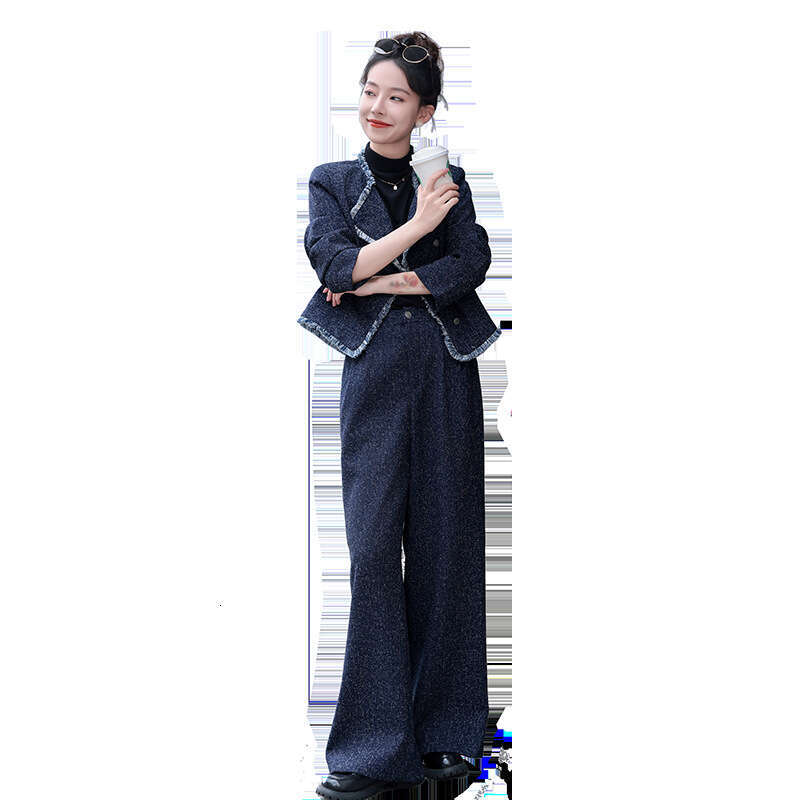 2024 Early Autumn New European Style Small Fragrance Tassel Vest Top Wide-Leg Casual Pants Set