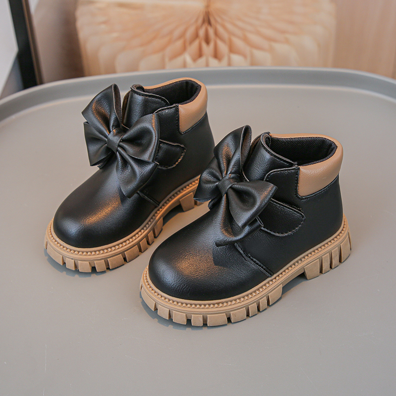 Korean Girls Martin Boots Big Bow Decoration Sweet Cool Girls Autumn and Winter Shoes