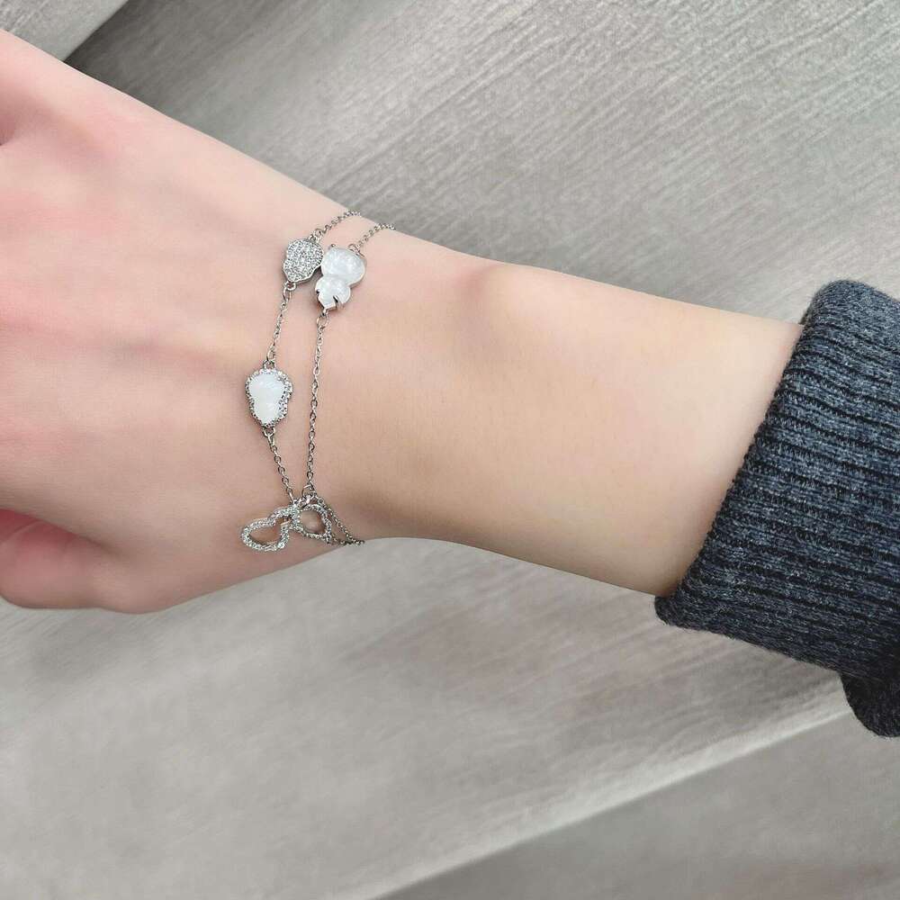 Chalcedony Water Drop Inlaid Zircon Fortune Gourd Bracelet Brightening Exquisite Versatile High-end Feel a41