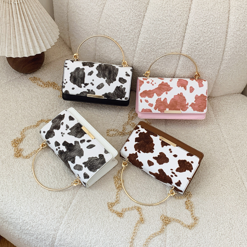 Niche Design Cow Print Handbag for Women 2025 New Simple Fashion Single Shoulder Crossbody Stylish Small Square Bag Trendy ddmymoon