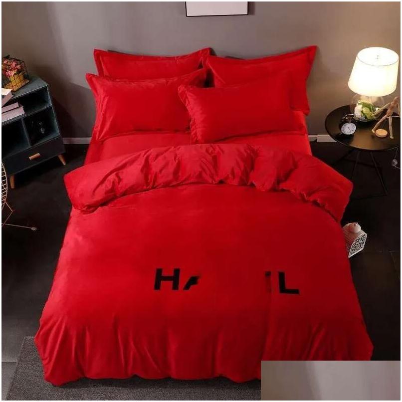 Bedding Sets Designers Fashion 4Pcs Comforters Setveet Duvet Er Bed Sheet Comfortable Queen Size Quality Drop Delivery Home Garde Ot Otnoy