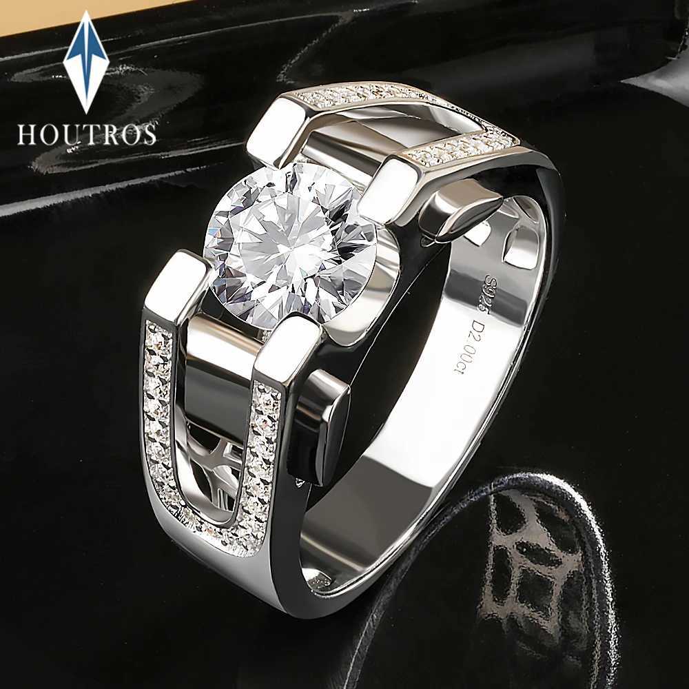 1ct/2ct D Color Moissanite Wedding Band For Men 925 Sterling Silver Sparkling Diamond Rings Luxury Jewelry Certified y250730