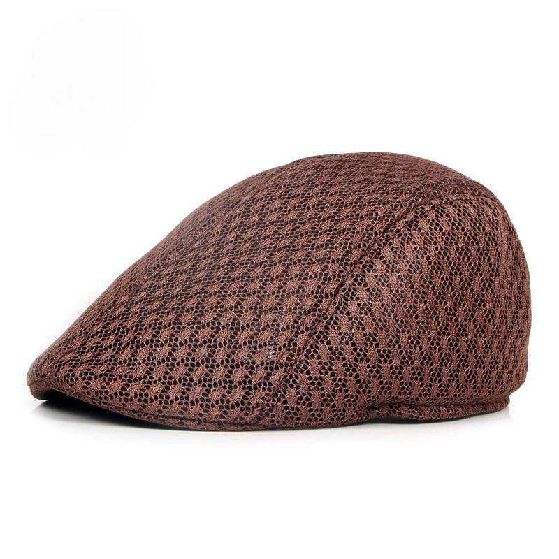 Korean Version of Mens and Womens Berets Solid Color Hollow Mesh Caps Forward Caps Breathable Summer Sun Hats 250729