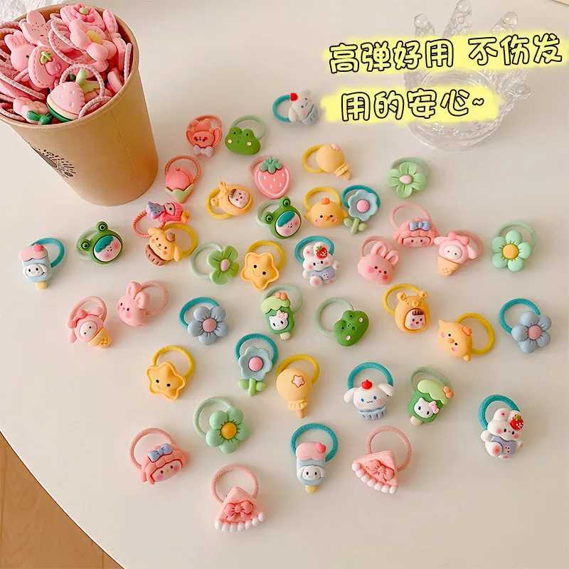 10 Piece Set 2024 New Small Thumb Ring Baby No Harm Hair Ring Childrens Cute Rubber Band Girls Headdress R250730
