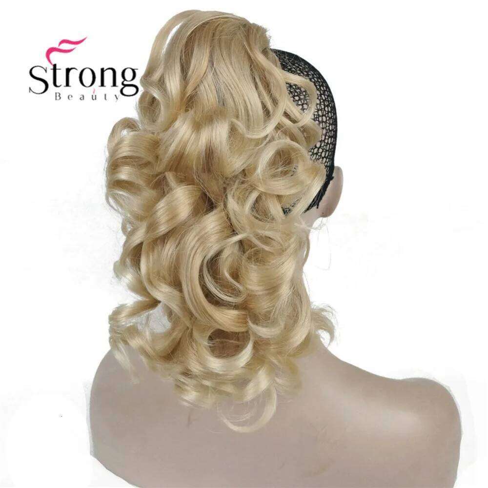 StrongBeauty 12" Curly Clip In Claw Ponytail Hair Extension Synthetic Hairpiece 125g with a jaw/claw clip