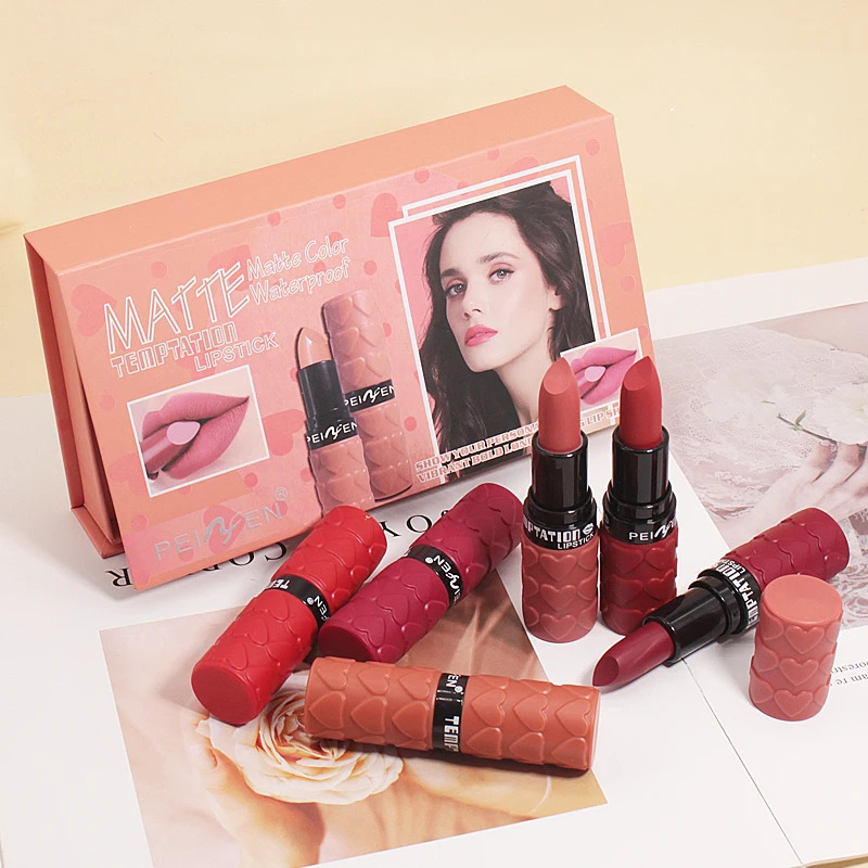 Matte Lipstick Set 6 Colors Velvet Smooth Nude Lip Stick Long Lasting Moisturizing and Waterproof Non-Stick Cosmetic Gifts 250730