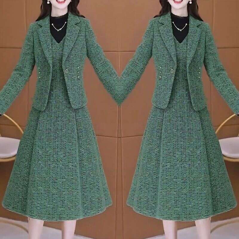 Single/Set Autumn Winter Elegant Fashion Casual Waist Slimming Suit Skirt Blazer Two-Piece Set Trendy