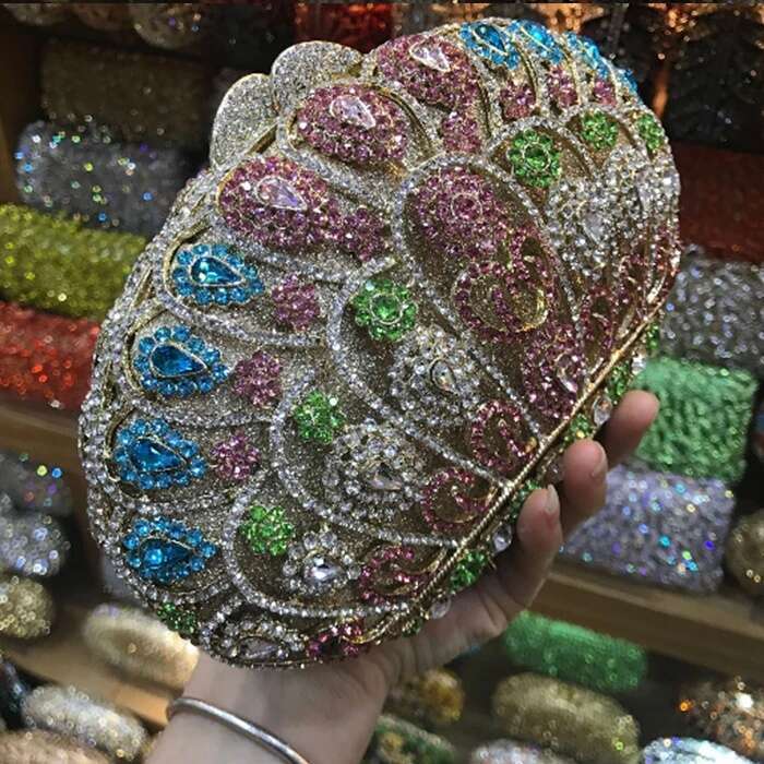 Designer Luxury Women Lantern Shape Evening Bags Ladies Red Pink Clutch Mini Night Purse Full Crystal Party Shoulder Bag Female Clutches