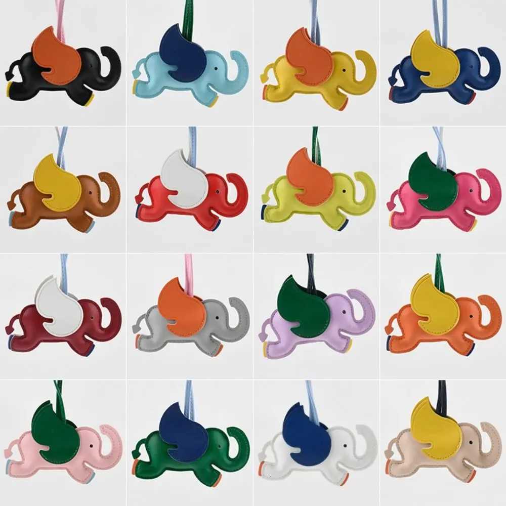 Multi-color Flying Wings Elephant Keychain Cartoon Animal PU Leather Hanger Fashion Car Keyring Accessories Bag Pendant y250731