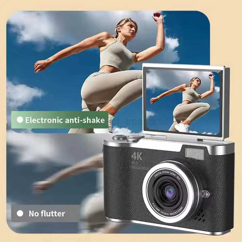 4K Digital Camera 48MP CCD 180 8X Zoom Portable Flip Screen Selfie with 32G Card Clear Shots for Daily Travel Use Easy M250731