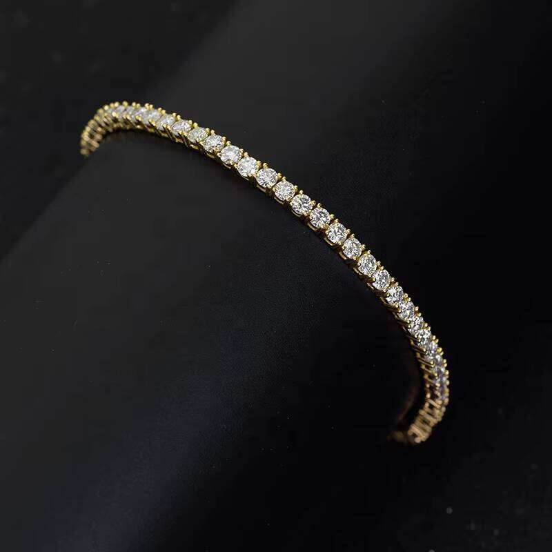 Gold Plated Sterling Sier VVS Real Silicon Stone Tennis Bracelet Fashion Style Gift And Party Comes With Certificate
