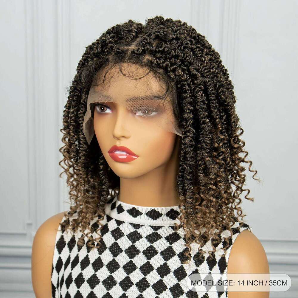 1B-27 Short Synthetic For Black Women Knotless Passion Braided Lace Twist Human Hair Spring Wig With Baby Hair