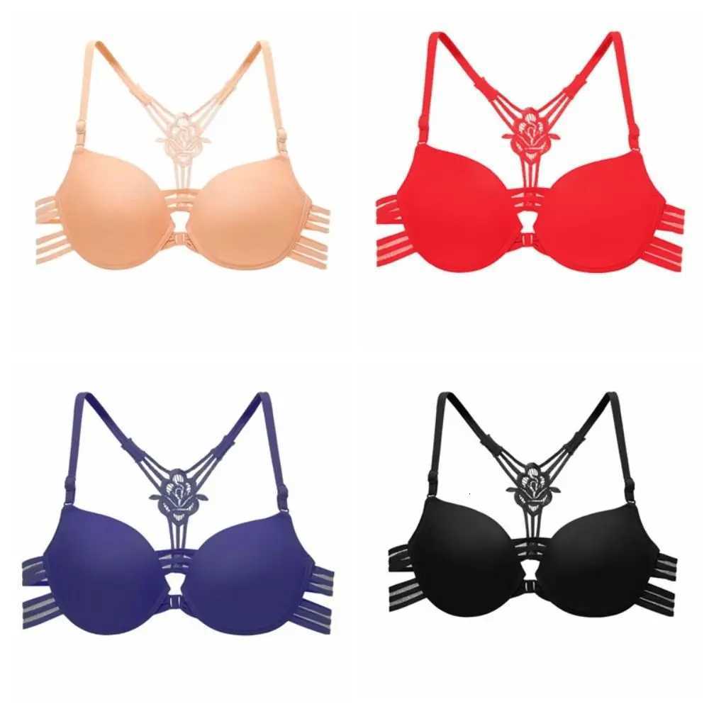 Fashion Front Button Lace Bra Women 3/4 Cup Beautiful Back Seamless Bra Intimates Underwear Wireless Deep V Beach Bra Z250730