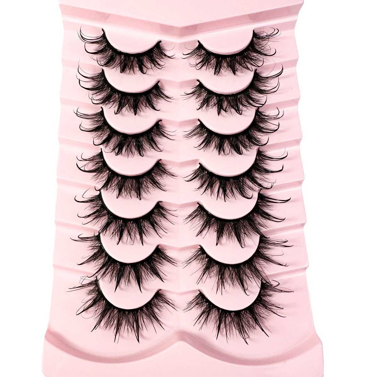 2/7 Wet False Eyelashes Fluffy Fairy Manga Cat Eyelashes 3D Cat Eye Lashes Faux Eyelashes Natural Long Full Strip Winged Lashes Z250730