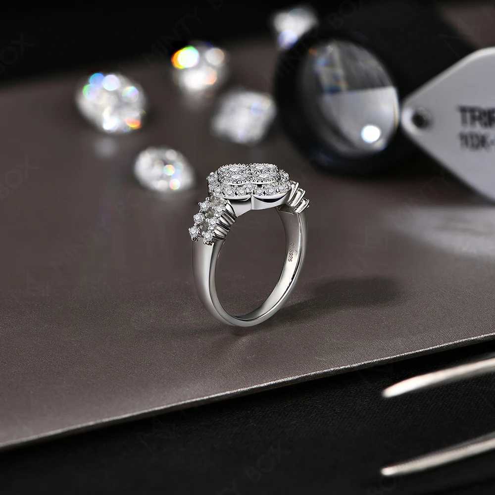 mintybox moissanite 18k white gold plated diamond ring for women s925 sterling silver engagement wedding fine jewelry four-leaf y250730