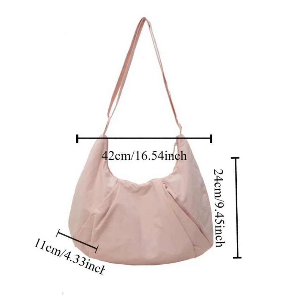 Korean Style Nylon Shoulder Bag Tote Bag Large Capacity Casual Dumpling Bag Solid Color Fold Oxford Cloth Underarm Bag Y250730