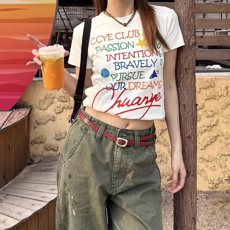 2025 Original Letter Printed Round Neck Short Sleeve Women's T-shirt Summer New Casual Versatile Top Women's Fashion Underwear New Designer 