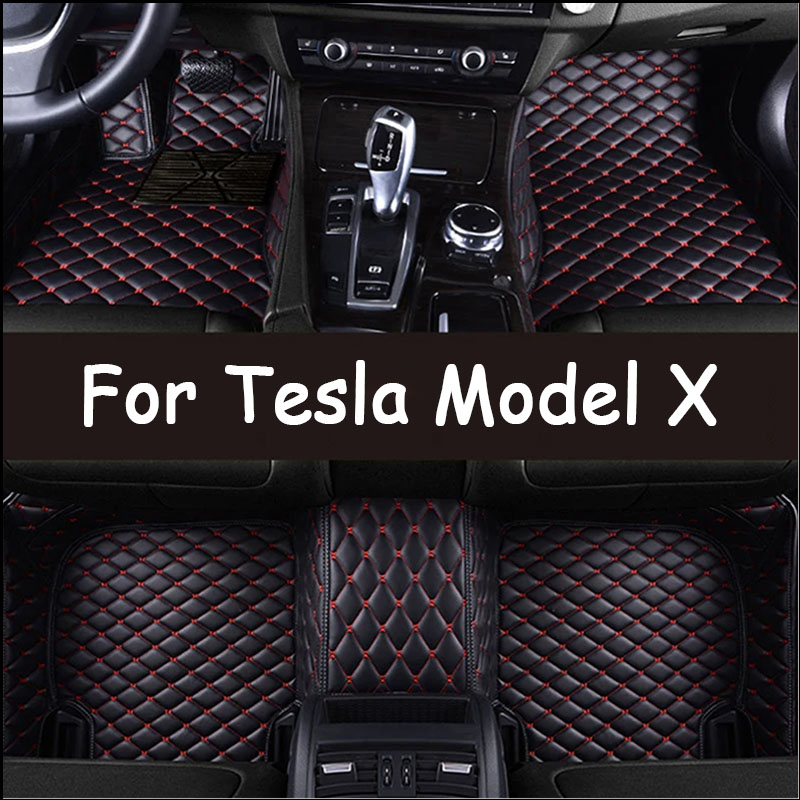 Car Mats For Tesla Model X 7 Seat 2015 to 2022 Full Set Luxury Carpets Rug Anti Dirt Pad Leather Mat Car Accessories Tapete Carro