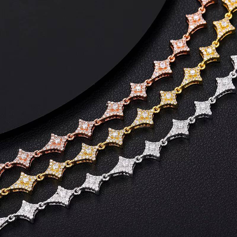 Factory Price Luxury Shinning 8mm 925 Sterling Silver VVS Iced Out Moissanite DiamondThistles and Thorns Link Chain Necklace