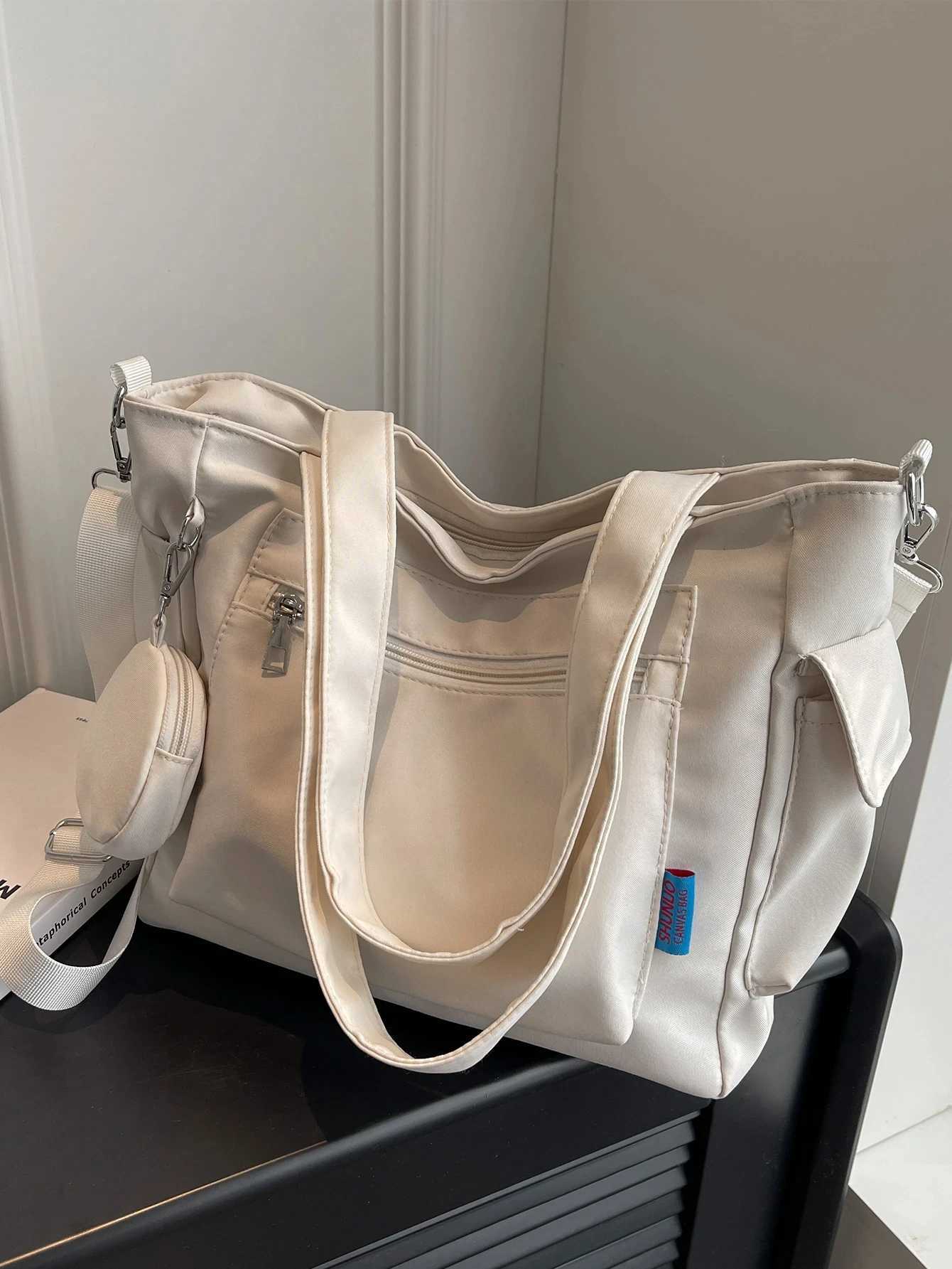 Large Capacity Unisex Tote Bag With Coin Purse College Style Middle School Student Schoolbag Casual Bag Crossbody Shoulder Bag Y250730