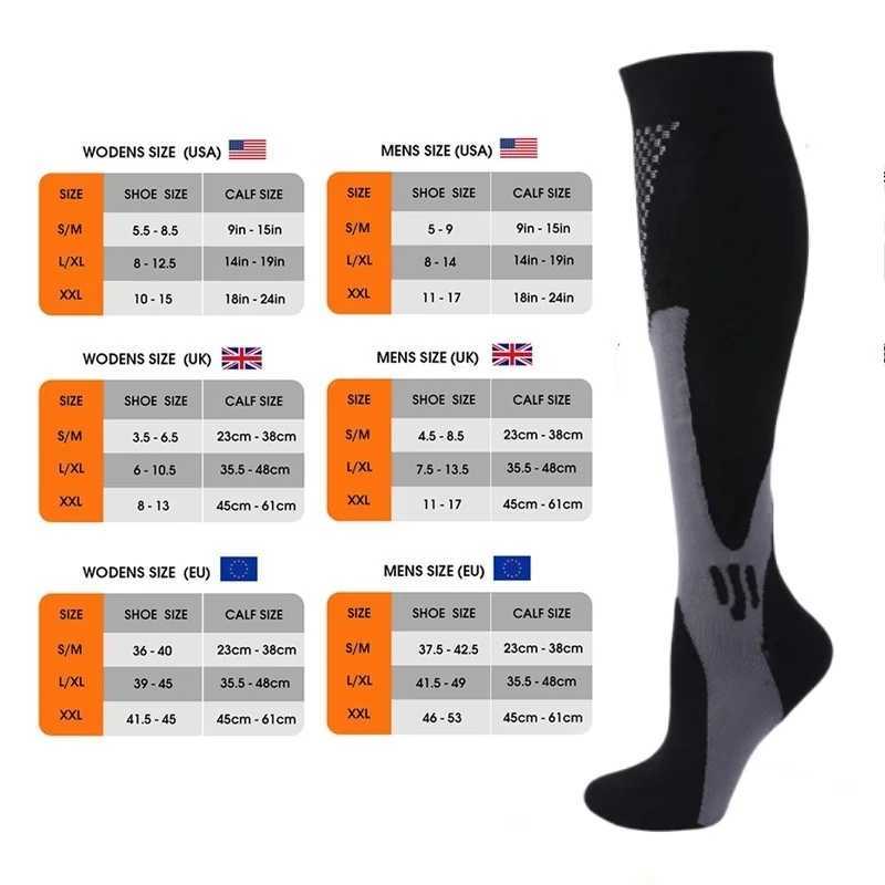 3 Pairs Pack Socks Compression Socks 30 mmHg Fit for Medical Edema Diabetes Varicose Veins Running Sports Socks Size XXL Z250731