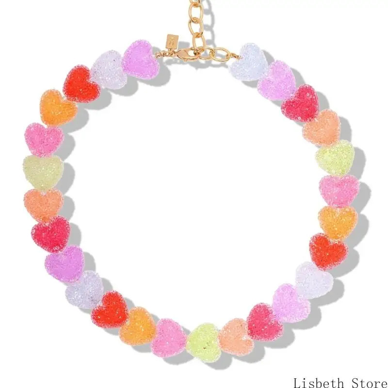 Colorful Love Candy Resin Collarbone Necklace Unique n Lightweight Fashion Neck Chain Jewelry Gift For Women 250729