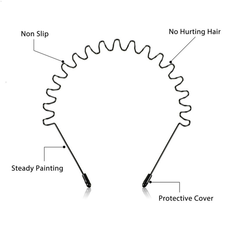 WILLBOND Hairband, 3 Pack Metal Headband for Men Unisex, Wavy Wired Zigzag Spring Sports Fashion Headwear, Non Slip Hoop, Hair Accessories