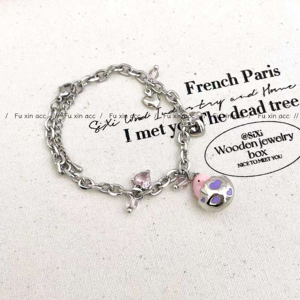 Girlish Pink Shell-Breaking Dragon Egg Necklace Petite Exquisite Pearl Earrings Women's Unique Design Cute Versatile Bracelet e87