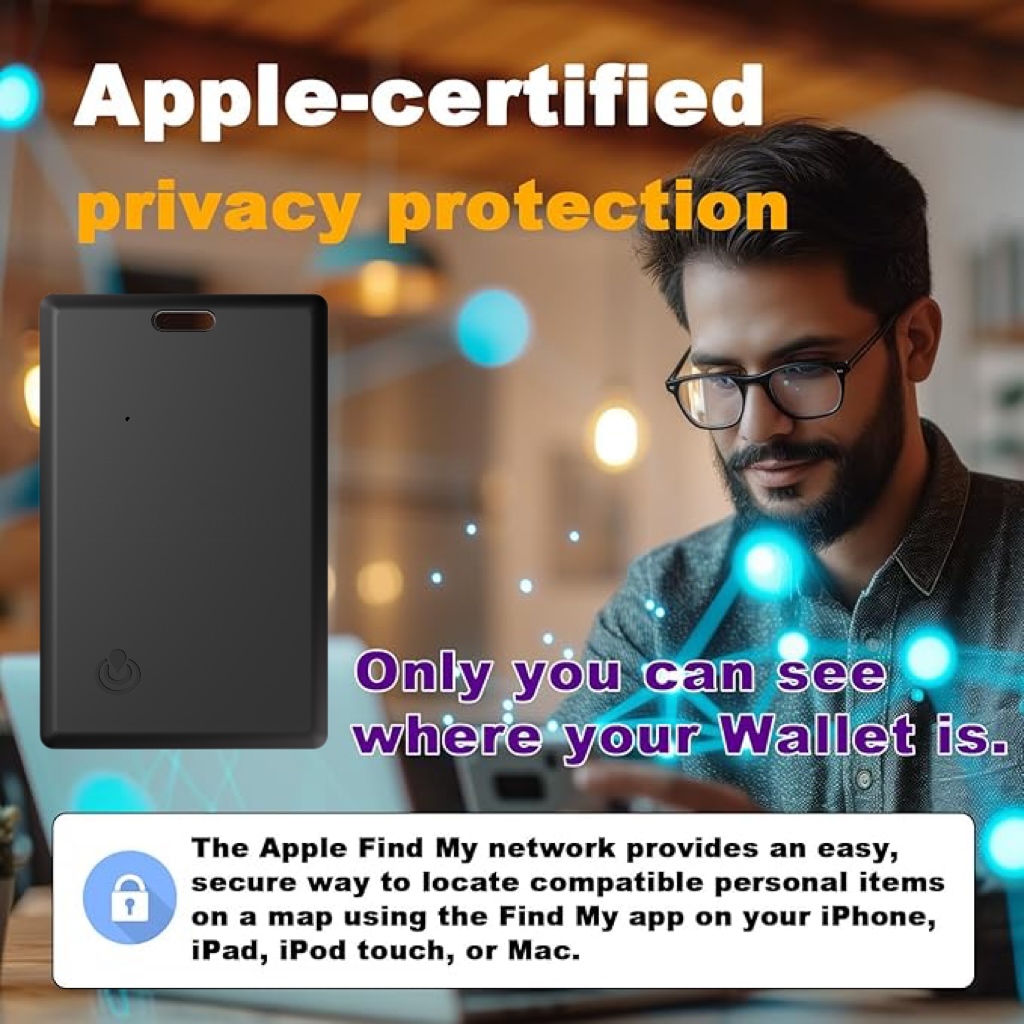 Compact GPS Locator Tracker - Secure Your Wallet, Keys & Belongings Elderly/Children For Apple iOS Device/Works with Apple Find My
