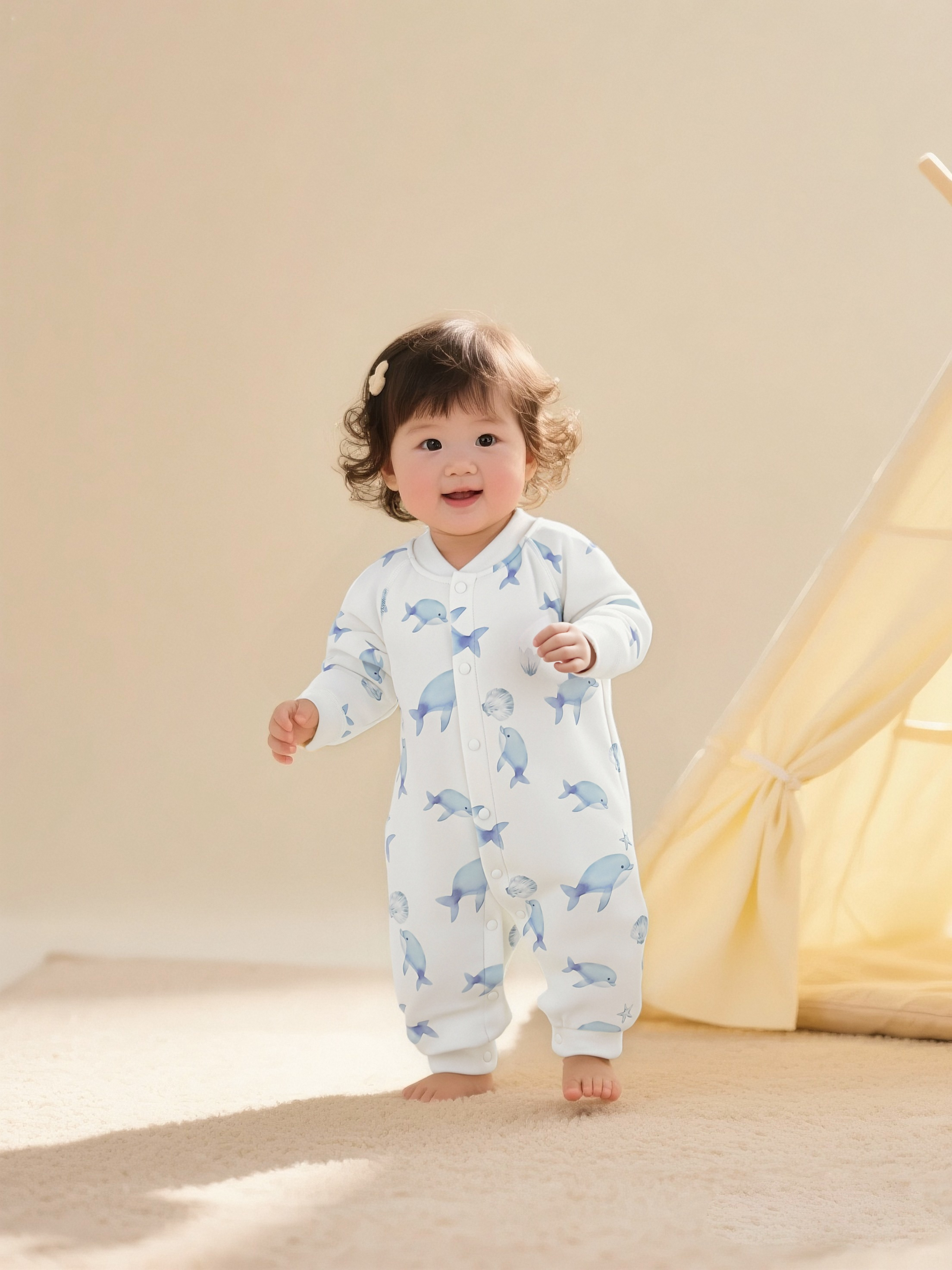 Pure cotton A-type baby jumpsuit newborn home baby clothes baby autumn and winter harem long crawling