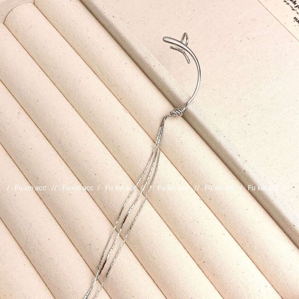 Tassel Elf Two-Way Wear Clip Exquisite Versatile Fashion Design Sense Ear Stud Integrated Simple Elegant Earrings 415