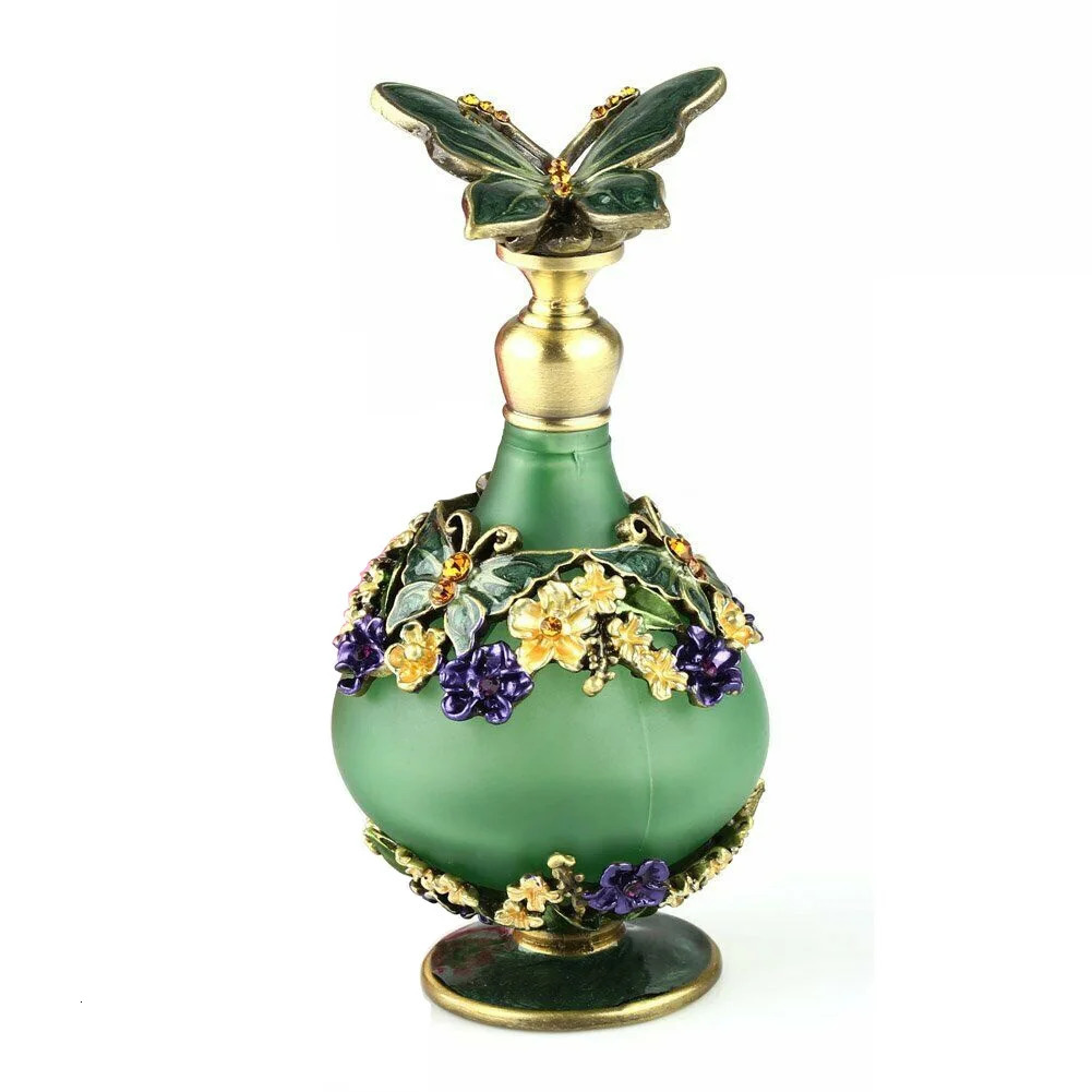 Vintage Perfume Refill Bottle Heart Shape Handmade Manual Painting Small Empty Refillable Bottles Metal Glass Wedding Decor Gift 250726