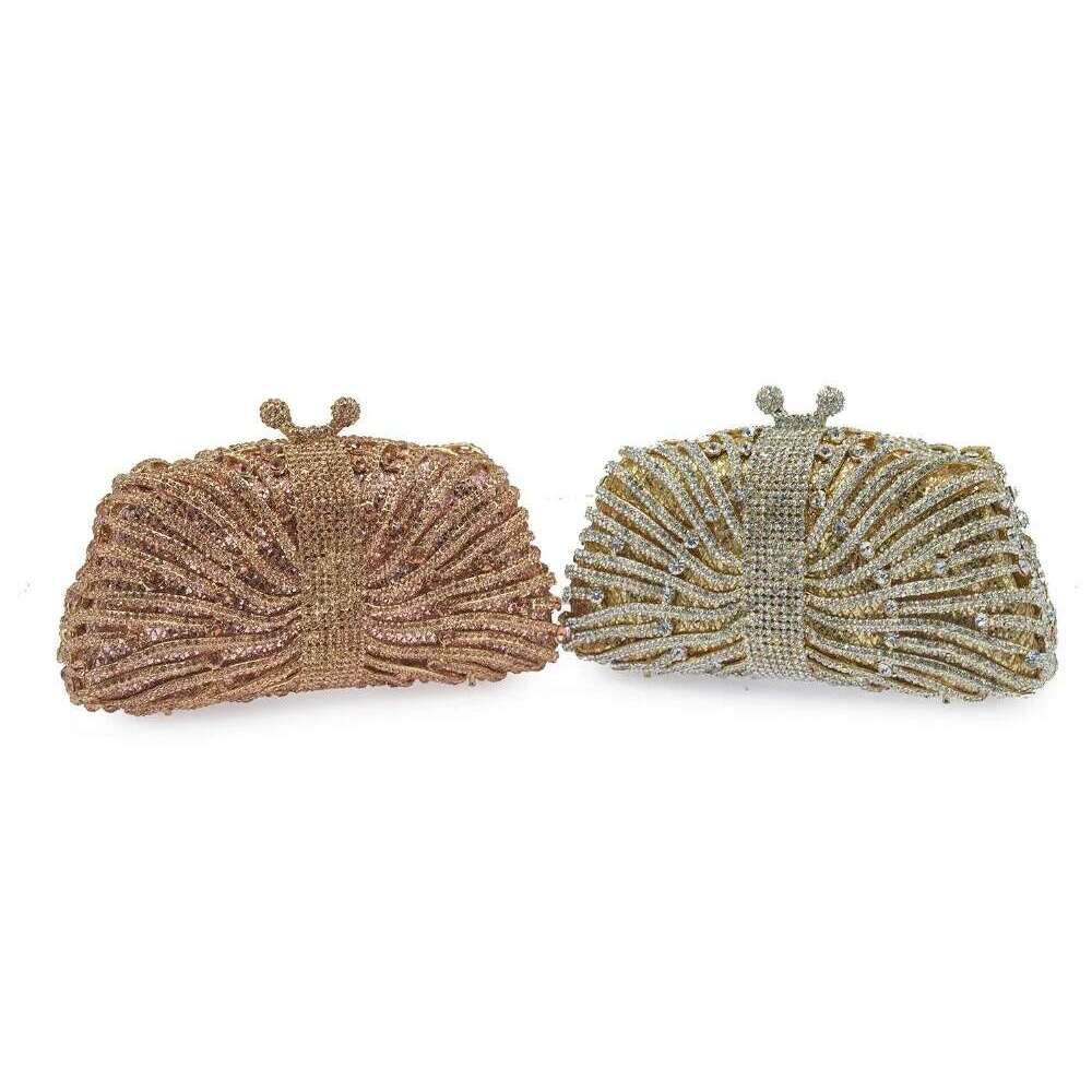 Designer Luxury XIYUAN Fashion Pink Crystal Designer Clutch Famous Brand Golden Evening Bags With Chain Women Shoulder Bag