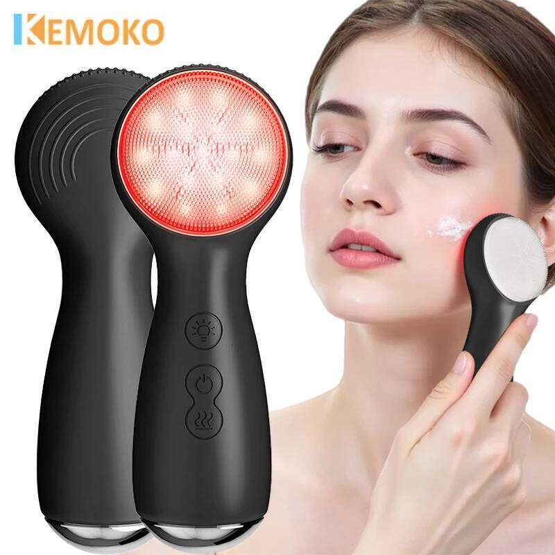 7 in 1 Facial Brush Device Silicone Deep Cleansing Face Scrubber Exfoliator Cleaner Vibration Massager IPX7 Waterproof