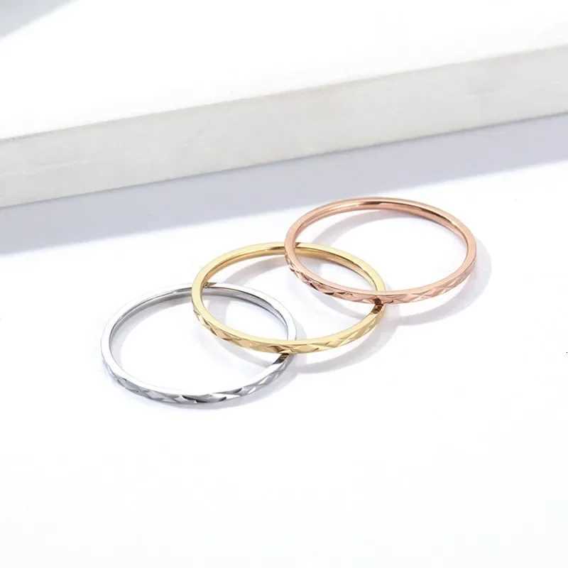 1mm Thin Stackable Knuckle Midi Ring Stainless Steel Faceted Wedding Band for Women Girl Size 3-10 y250730