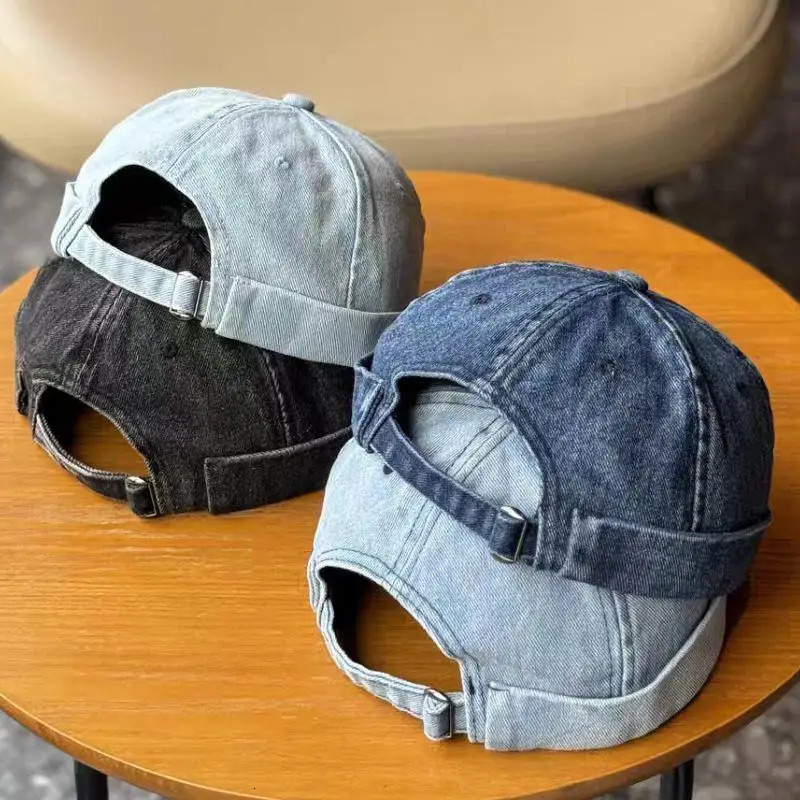 Unisex Denim Beanie Hats Dome Melon Hip Hop Caps Brimless Hat Vintage Streetwear Skullcap Bonnet Docker Cap Adjustable Dad Hat 250730