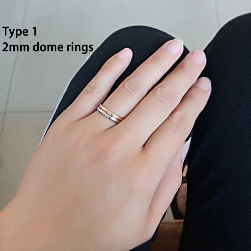 1mm 2mm Stainless Steel Thin Rings for Women and Men Dome Flat Rounded Rose Gold Black Minimalist Jewelry Silver Color 4pcs/lot y250730