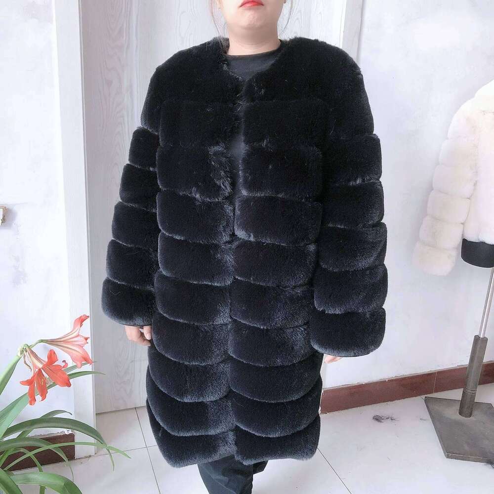 LHXDW LHXDW Women's winter faux fur coat Long faux fox fur coat High quality fluffy 90CM Long artificial fur jacket women