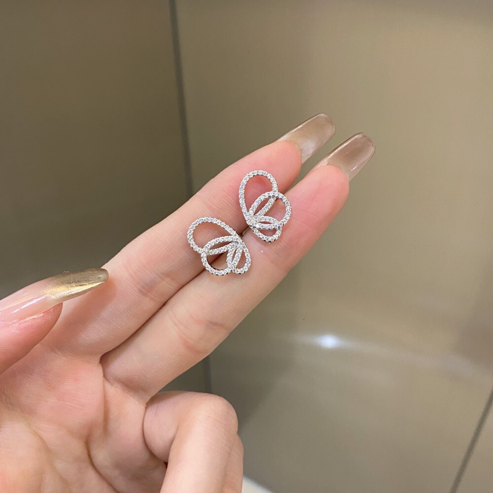 Free Shipping Designer Luxury Jewelry High-end S925 Sterling Silver Women's Earrings Maple Leaf Flower Butterfly Zircon Fashion Earrings