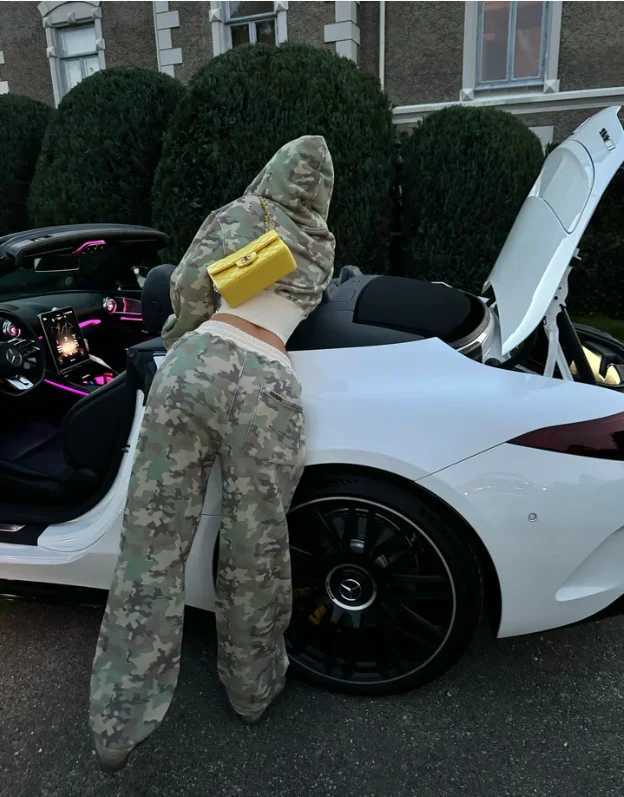 Fashion Y2K Sportswear Two Piece Suit Womens Hip Hop Pink Camouflage Short Waist Hugging Slim Hoodie Casual Loose Sports Pants XJ250731