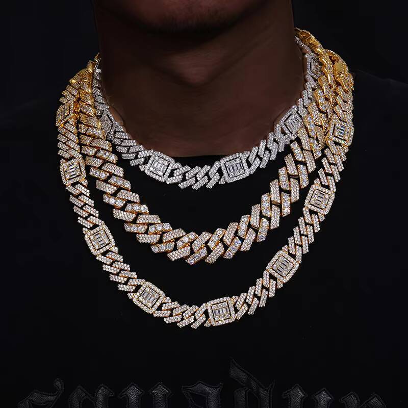 OEM/ODM Service Hip Hop Jewelry Custom 18mm 925 Silver VVS Moissanite Diamond Iced Out Cuban Link Chain Necklace