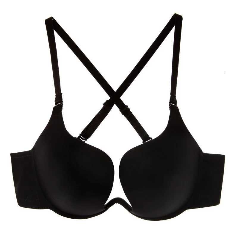New Hot Sexy Bra Push Up U Plunge Bra Underwear Women D Cup Seamless Half Cup Bra And Brief Dress Lingerie Halter Solid Black Z250730