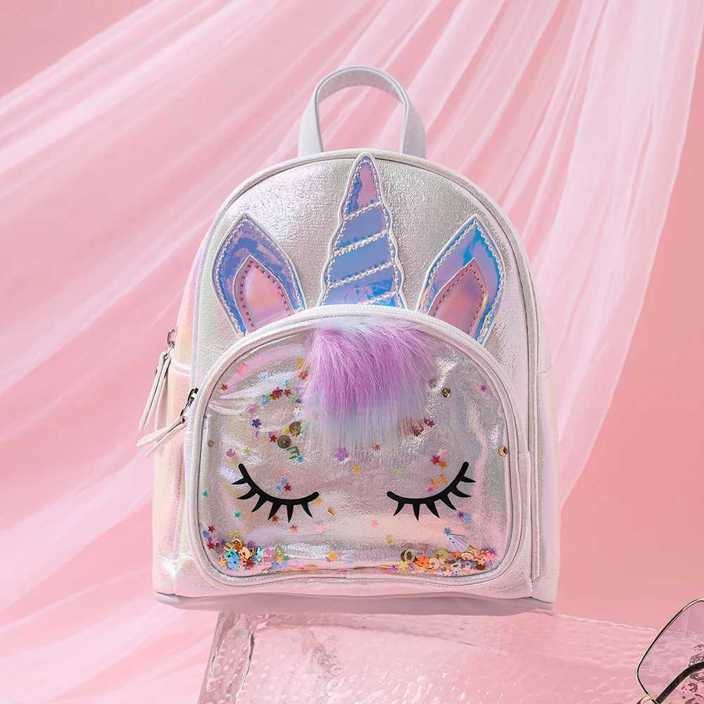 Childrens Backpacks Junyeh Kids Girl Unicorn Decoration Cute Sequin Cartoon School Bags For Kindergarten S250729