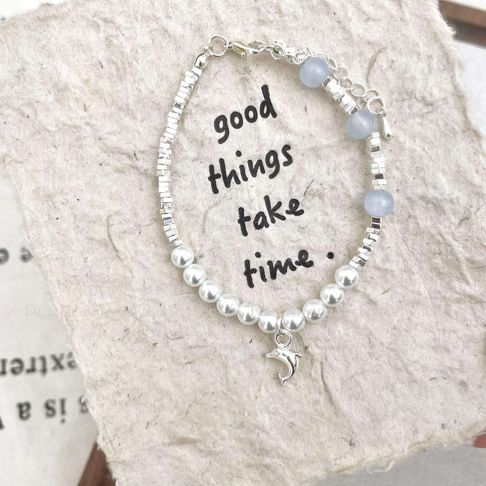 Blue~Sier Fragment Pearl Starfish Shell Beaded Light Niche High-end Exquisite Bracelet d15